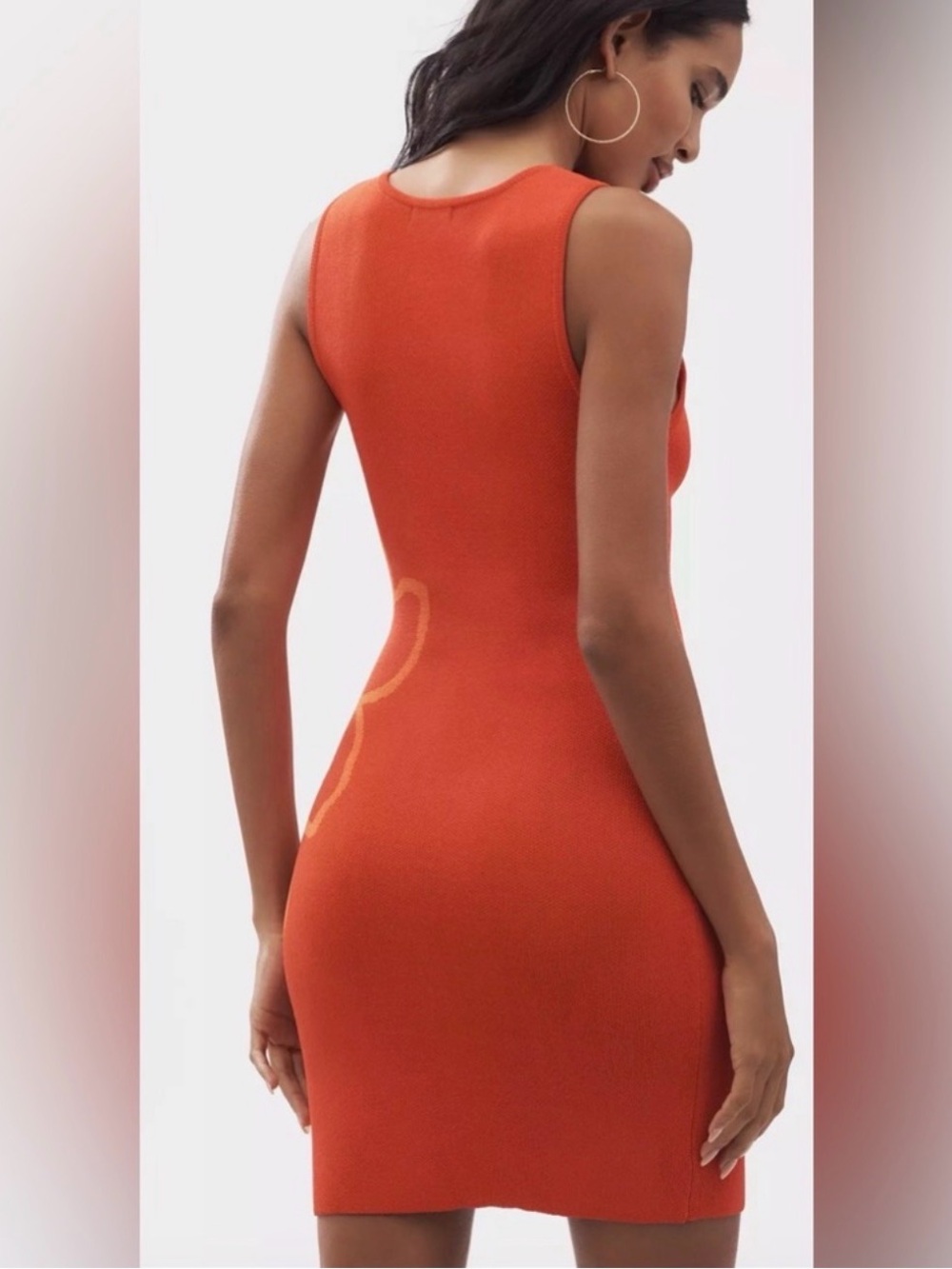 Sleeveless Square-Neck Flower-Printed Knit Mini Dress - Picture 3 of 5